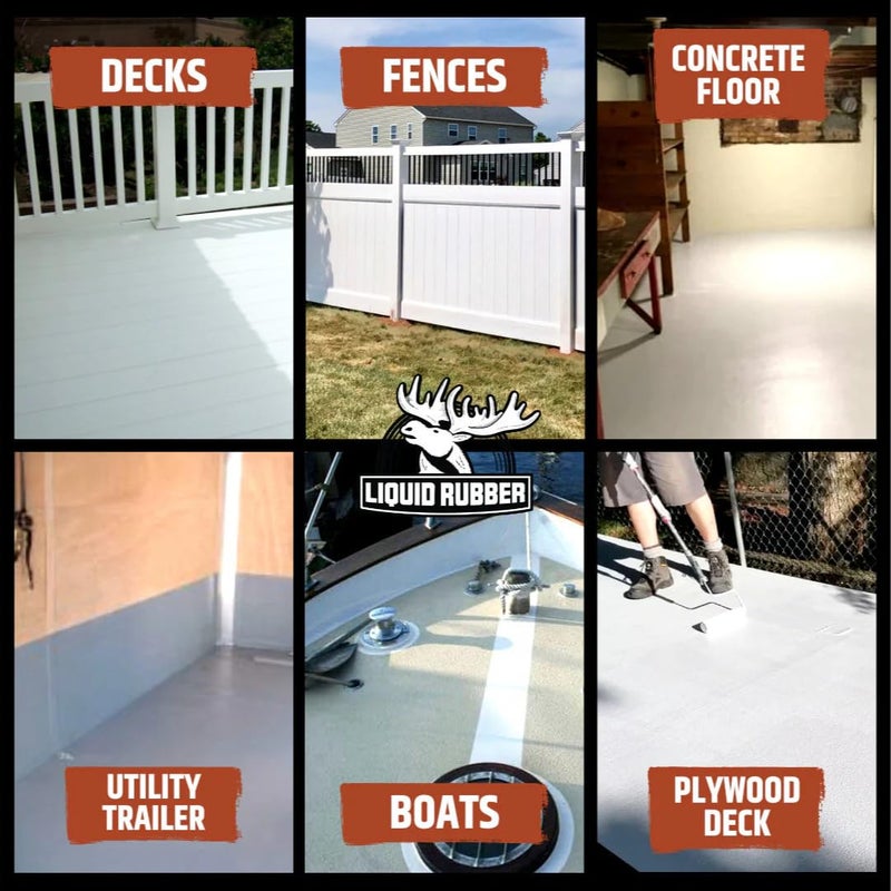 Liquid Rubber Polyurethane Deck Coating â€“ 10X Stronger Than Traditional Deck Paint & Deck Stain â€“ Flexible, Waterproof Sealant for Wood, Concrete & Plywood â€“ Smooth Finish â€“ Misty Gray â€“ 1 Gallon - Image 4